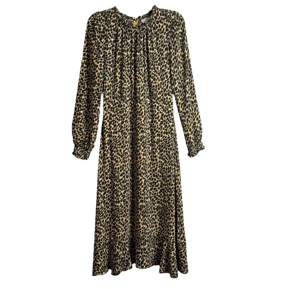 J. Crew Leopard Print Long Sleeve Dress